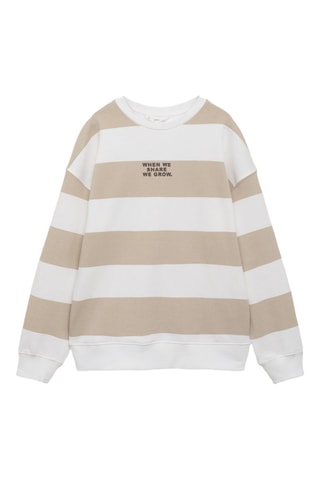 Sweat-shirt coton rayures - Beige