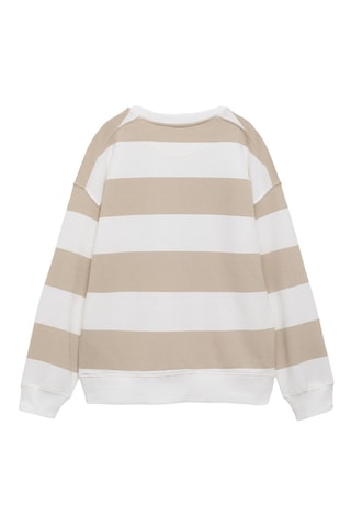 Sweat-shirt coton rayures - Beige