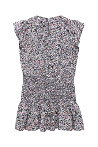 Robe froncée à fleurs - Bleu marine