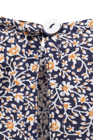 Robe froncée à fleurs - Bleu marine