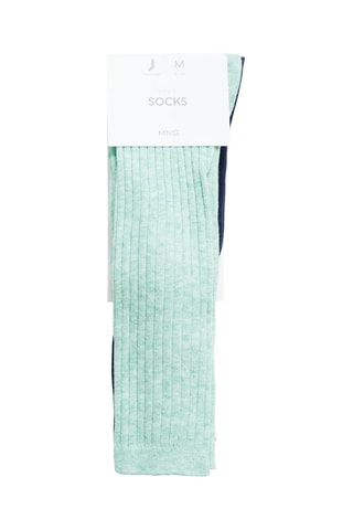 Pack 2 paires de chaussettes côtelées - Vert clair