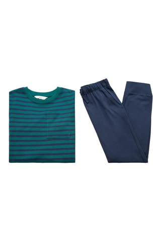 Pyjama long à rayures - Vert