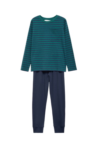 Pyjama long à rayures - Vert
