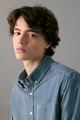 Chemise en velours côtelé et coton - Bleu clair