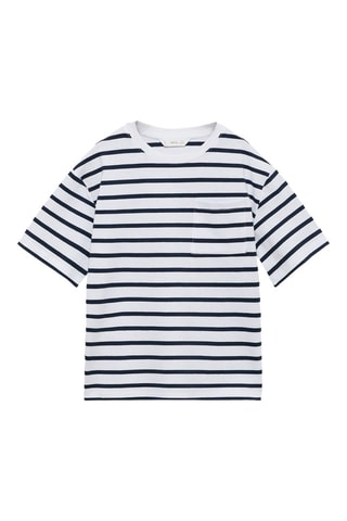 T-shirt coton à rayures - Blanc