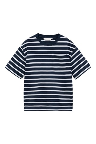 T-shirt coton à rayures - Bleu