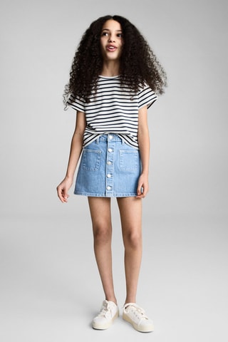 T-shirt à rayures et ouverture aux épaules - Bleu