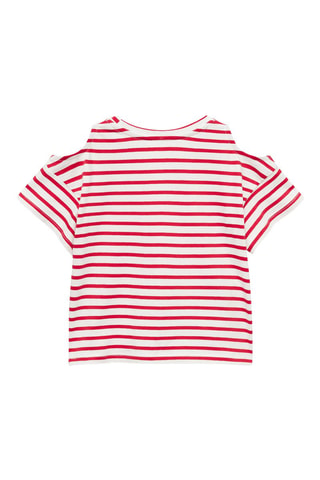 T-shirt à rayures et ouverture aux épaules - Bleu