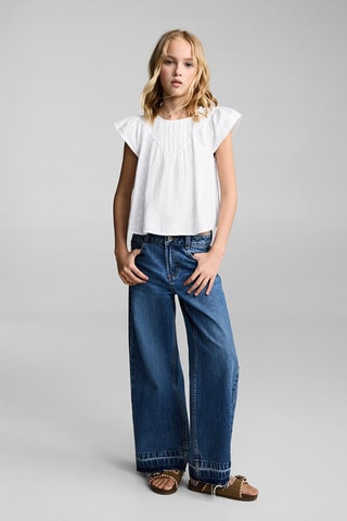 Blouse coton broderies - Blanc