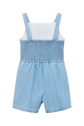 Combishort en jean détail brodé - Bleu
