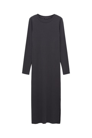 Robe maille côtelée ouverture - Gris