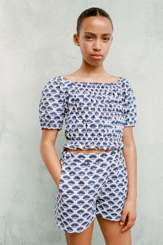 Short lin imprimé - Bleu