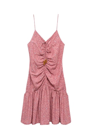 Robe froncée imprimée - Rose