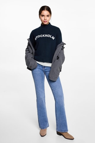 Pull-over maille message - Bleu marine