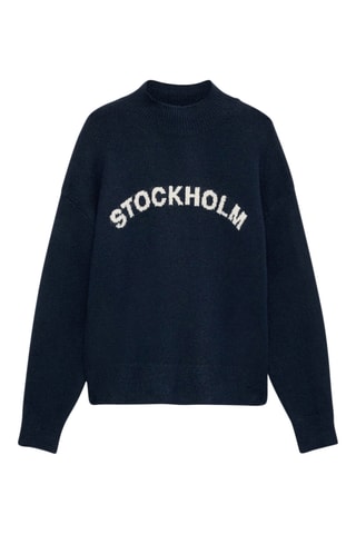 Pull-over maille message - Bleu marine