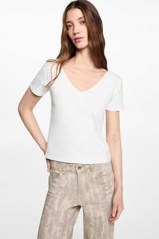 T-shirt crop maille - Blanc