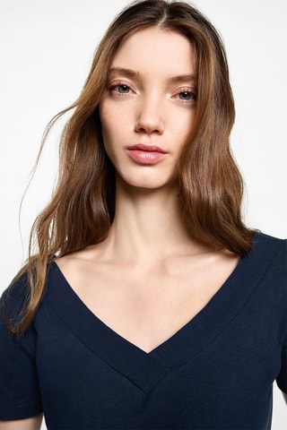 T-shirt crop maille - Bleu marine