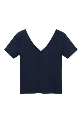 T-shirt crop maille - Bleu marine