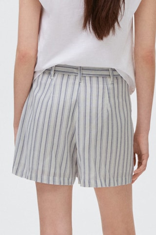 Short rayures coton - Blanc