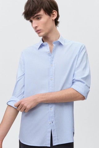 Chemise à rayures en coton - Bleu clair