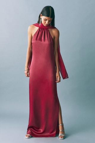 Robe satinée emmanchures américaines - Bordeaux