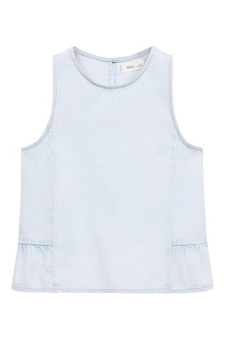Blouse denim volant - Bleu