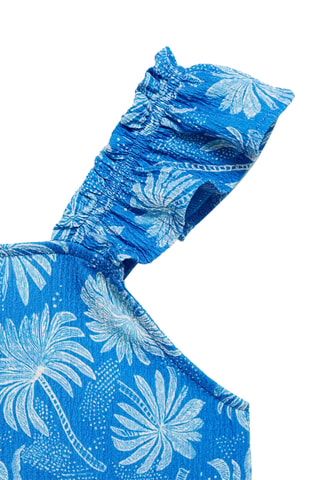 Top imprimé volants - Bleu