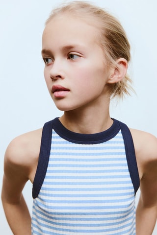 Top à rayures coton - Bleu
