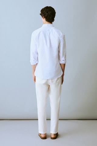 Pantalon lin cordon - Blanc