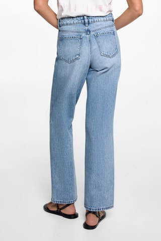 Jean droit taille normale déchiré - Bleu