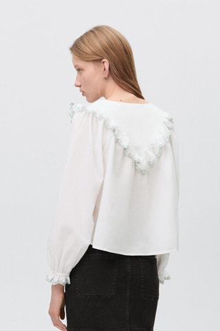 Blouse col volant - Blanc