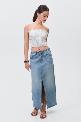 Haut bustier à rayures - Blanc