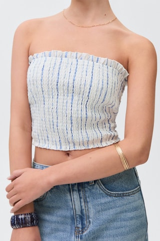 Haut bustier à rayures - Blanc