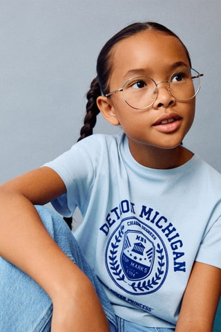T-shirt en coton brodé - Bleu clair