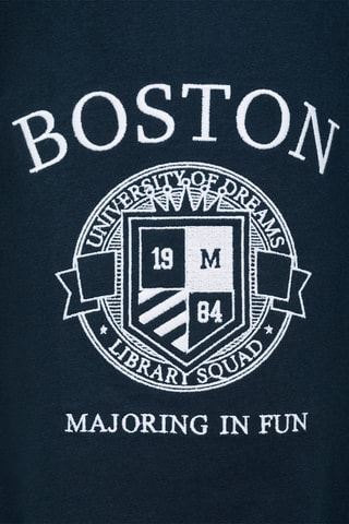 T-shirt en coton brodé - Bleu marine
