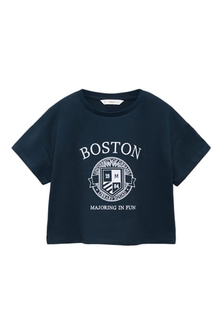 T-shirt en coton brodé - Bleu marine