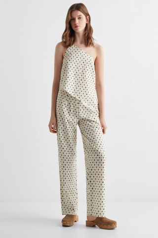 Pantalon imprimé géométrique - Blanc
