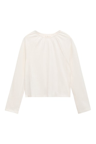 T-shirt col froncé - Blanc