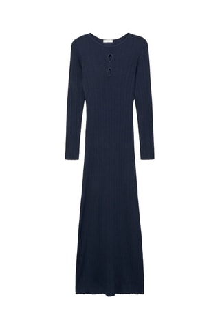 Robe midi à bords côtelés - Bleu marine