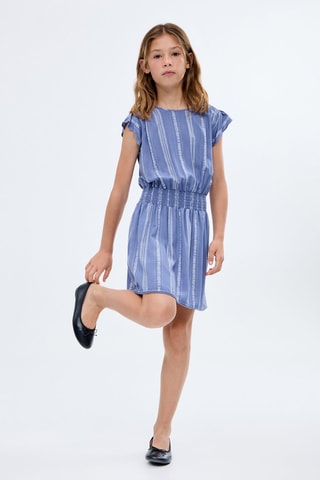 Robe à broderie florale - Bleu marine