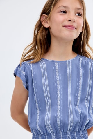 Robe à broderie florale - Bleu marine