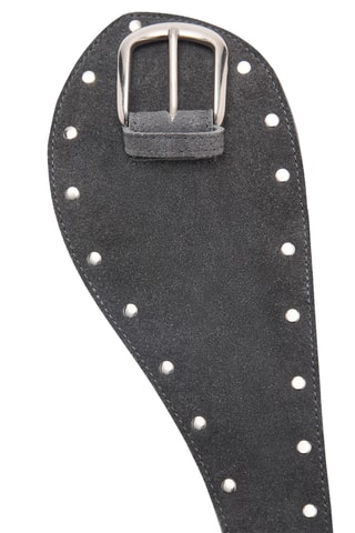 Ceinture large cuir à clous - Gris