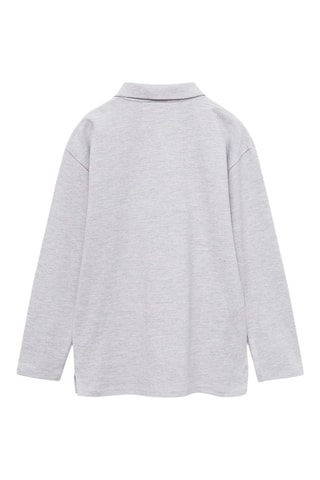 Polo coton à manches longues - Gris