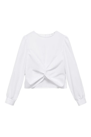 Blouse à nœud en coton - Blanc