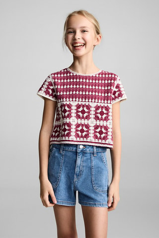 Short en jean droit - Bleu