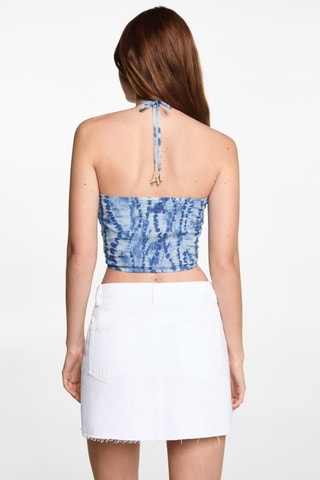 Top crop imprimé - Bleu