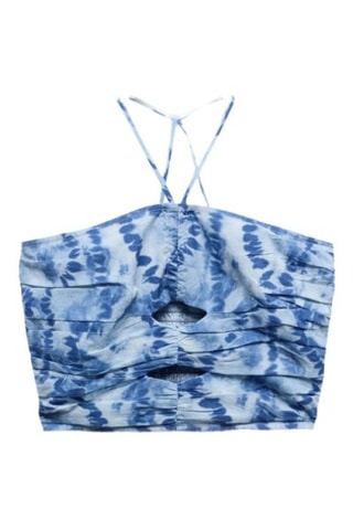 Top crop imprimé - Bleu