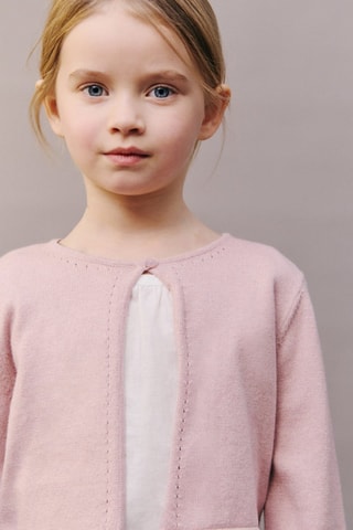 Cardigan maille détails ajourés - Rose