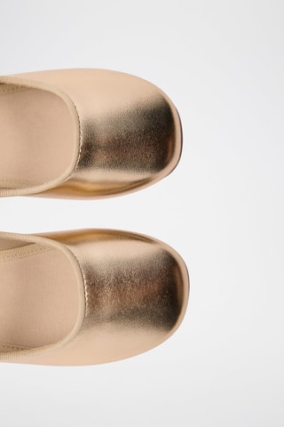 Ballerines métallisées à bride - Doré