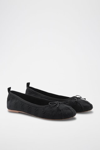 Ballerines brodées à noeud - Noir